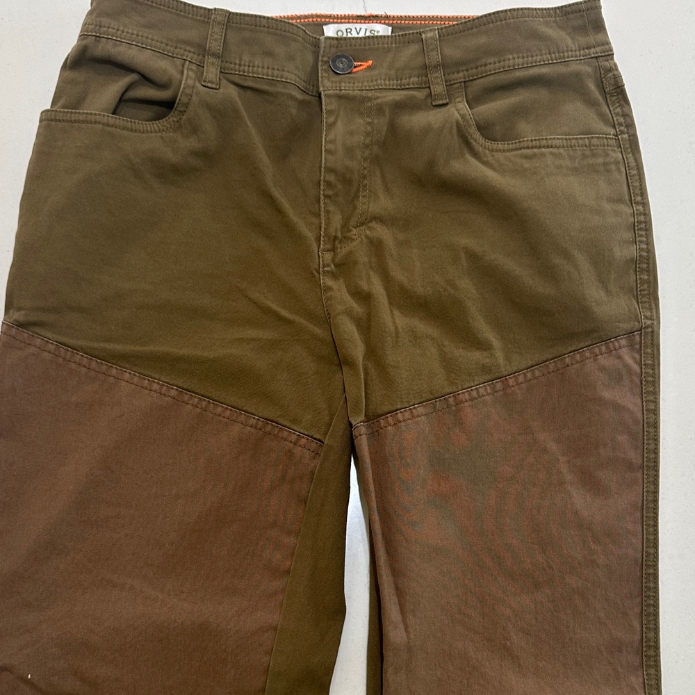 Orvis Women's Two-Tone Straight Leg Pants - Olive and Brown - Picture 3 of 5
